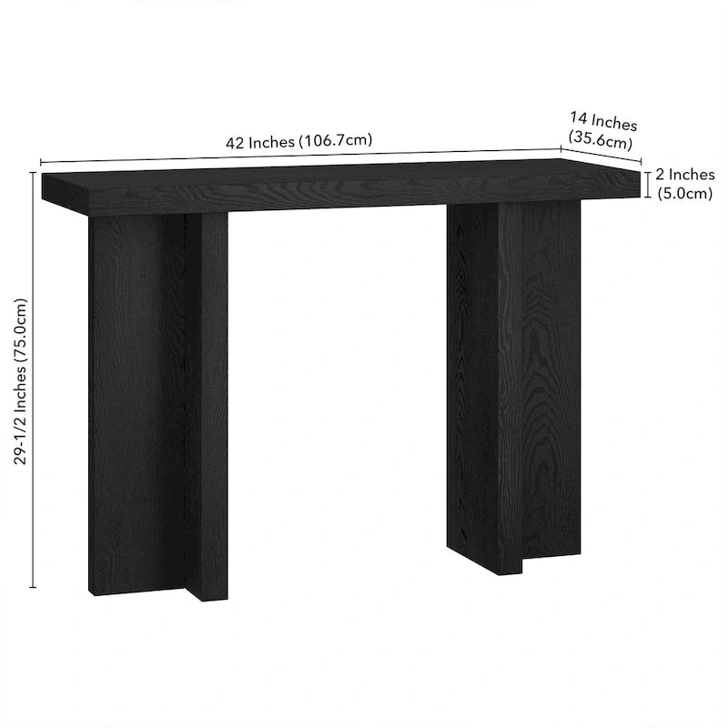 Mesa consola rectangular moderna de 42 de ancho con acabado que imita la madera