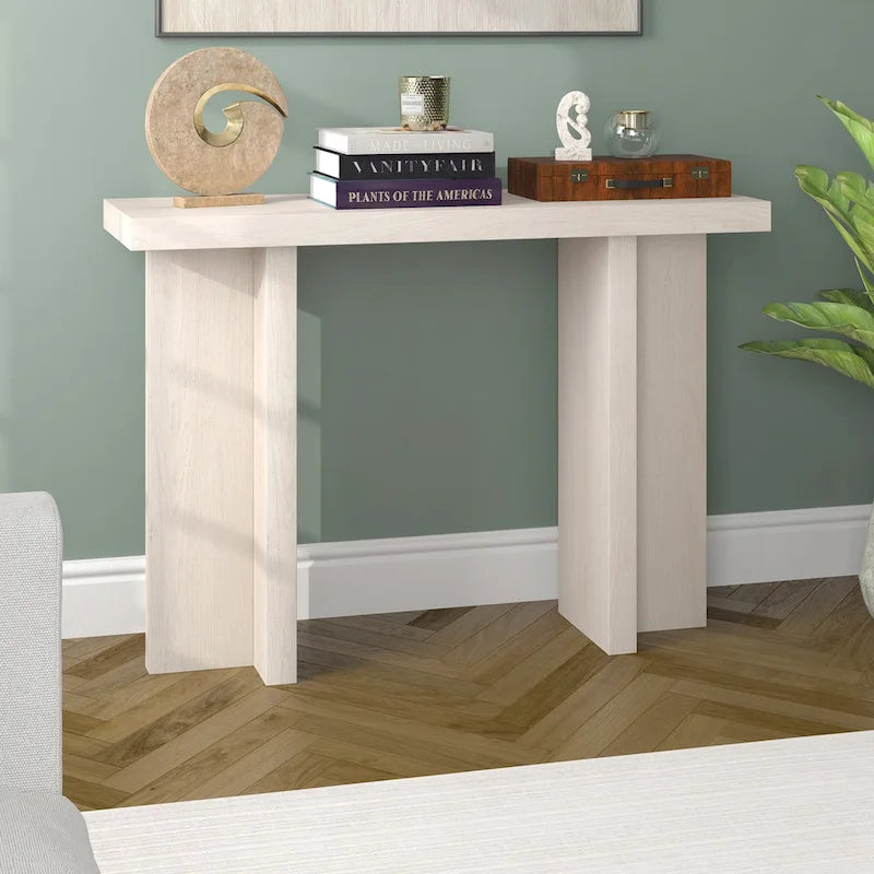 Mesa consola rectangular moderna de 42 de ancho con acabado que imita la madera