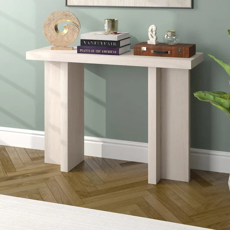 Mesa consola rectangular moderna de 42 de ancho con acabado que imita la madera