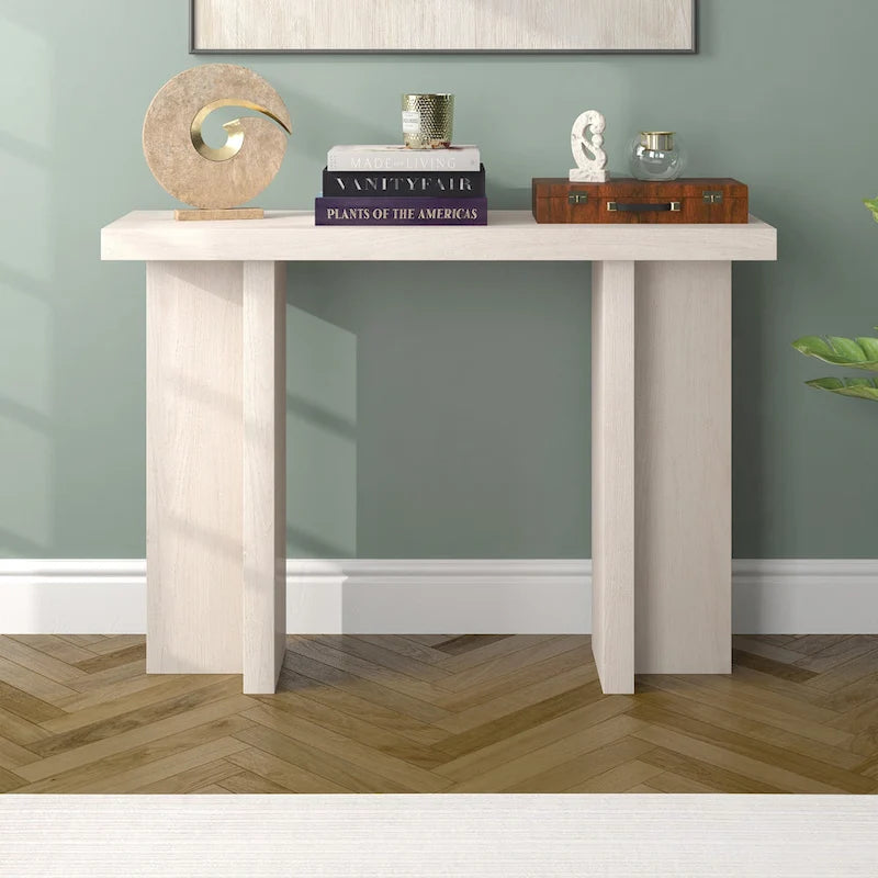 Mesa consola rectangular moderna de 42 de ancho con acabado que imita la madera