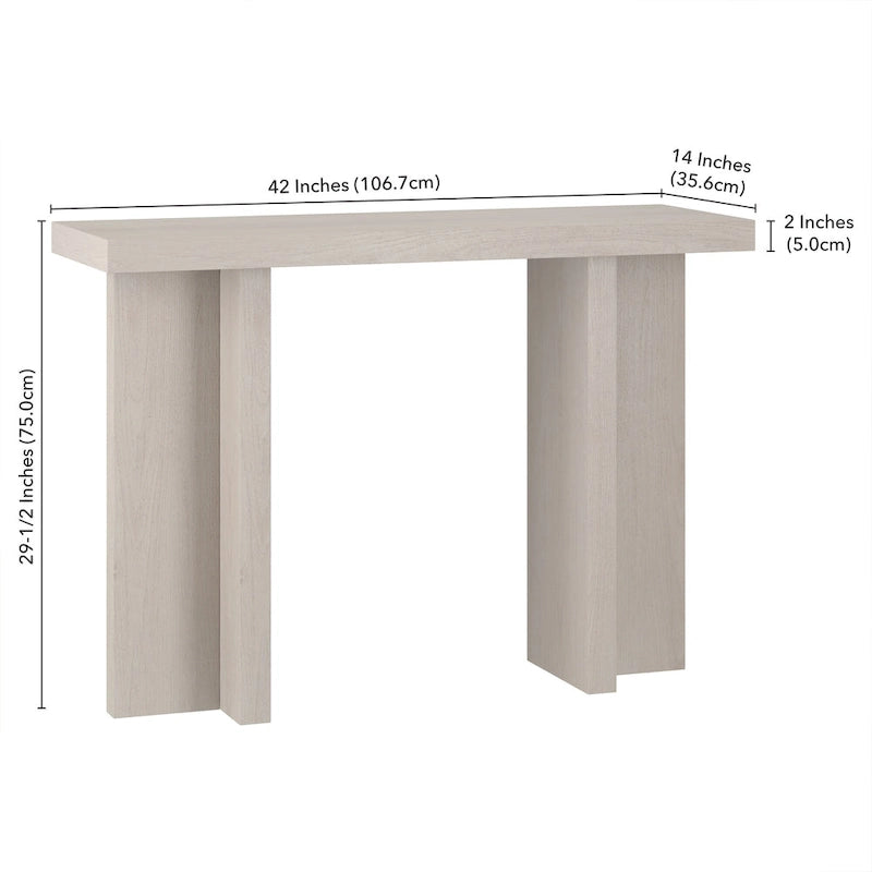 Mesa consola rectangular moderna de 42 de ancho con acabado que imita la madera