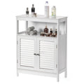 White Modern Freestanding Storage Cabinet with Shutter Doors for Bathroom