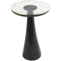 Aluminum Metal Geometric Cone Side End Accent Table with Textured Glass Tabletop