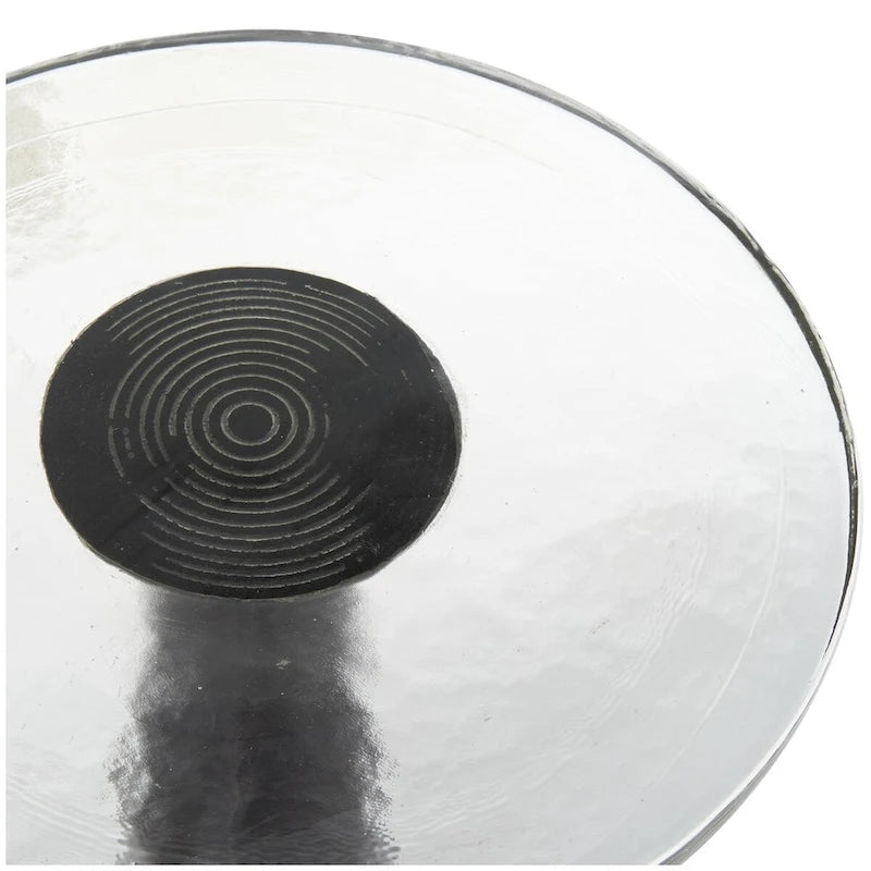 Aluminum Metal Geometric Cone Side End Accent Table with Textured Glass Tabletop