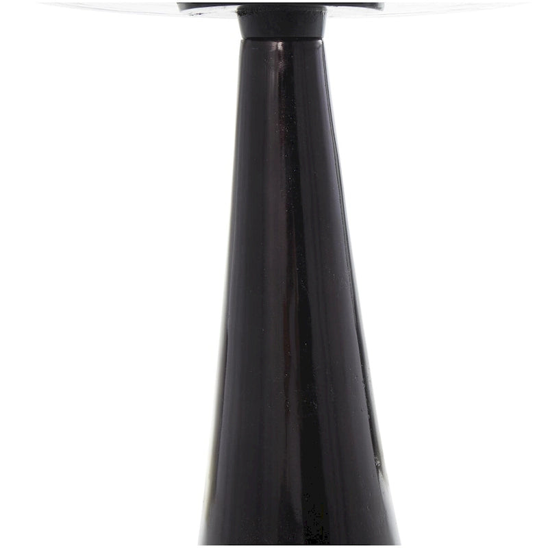 Aluminum Metal Geometric Cone Side End Accent Table with Textured Glass Tabletop