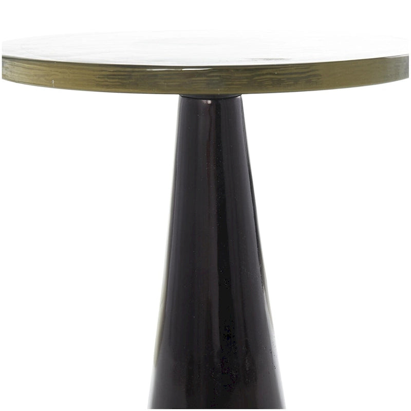 Aluminum Metal Geometric Cone Side End Accent Table with Textured Glass Tabletop