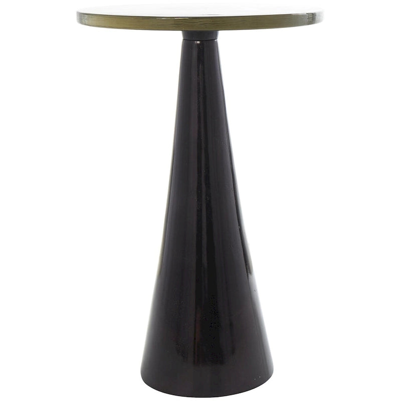 Aluminum Metal Geometric Cone Side End Accent Table with Textured Glass Tabletop