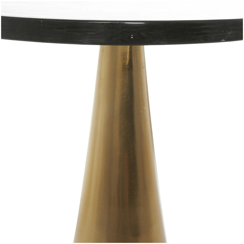 Aluminum Metal Geometric Cone Side End Accent Table with Textured Glass Tabletop