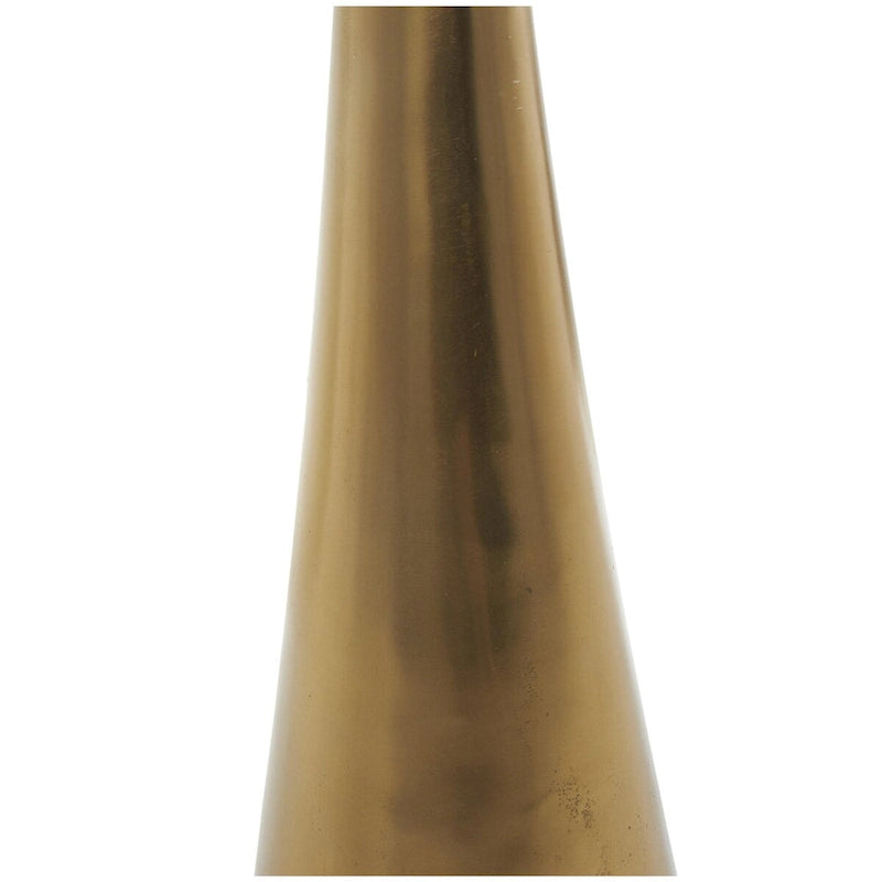 Aluminum Metal Geometric Cone Side End Accent Table with Textured Glass Tabletop