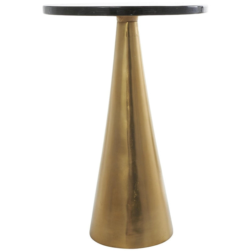 Aluminum Metal Geometric Cone Side End Accent Table with Textured Glass Tabletop
