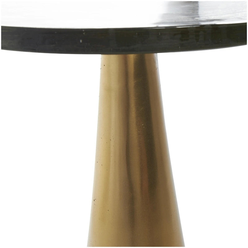 Aluminum Metal Geometric Cone Side End Accent Table with Textured Glass Tabletop