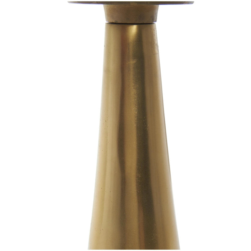 Aluminum Metal Geometric Cone Side End Accent Table with Textured Glass Tabletop