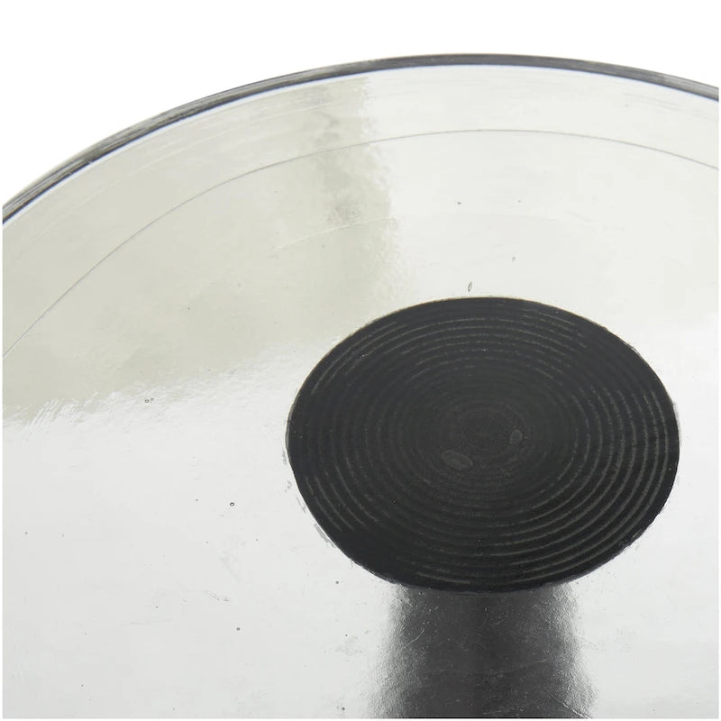 Aluminum Metal Geometric Cone Side End Accent Table with Textured Glass Tabletop